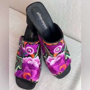 JEFFERY CAMPBELL EMBROIDERED HEELS